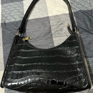 SHEIN Black Crocodile-Embossed Women's Bag